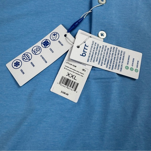 Southern Tide Mens XXL Blue Callawassie Island Brrr Polo Shirt Quick Dry Stretch - Picture 4 of 10